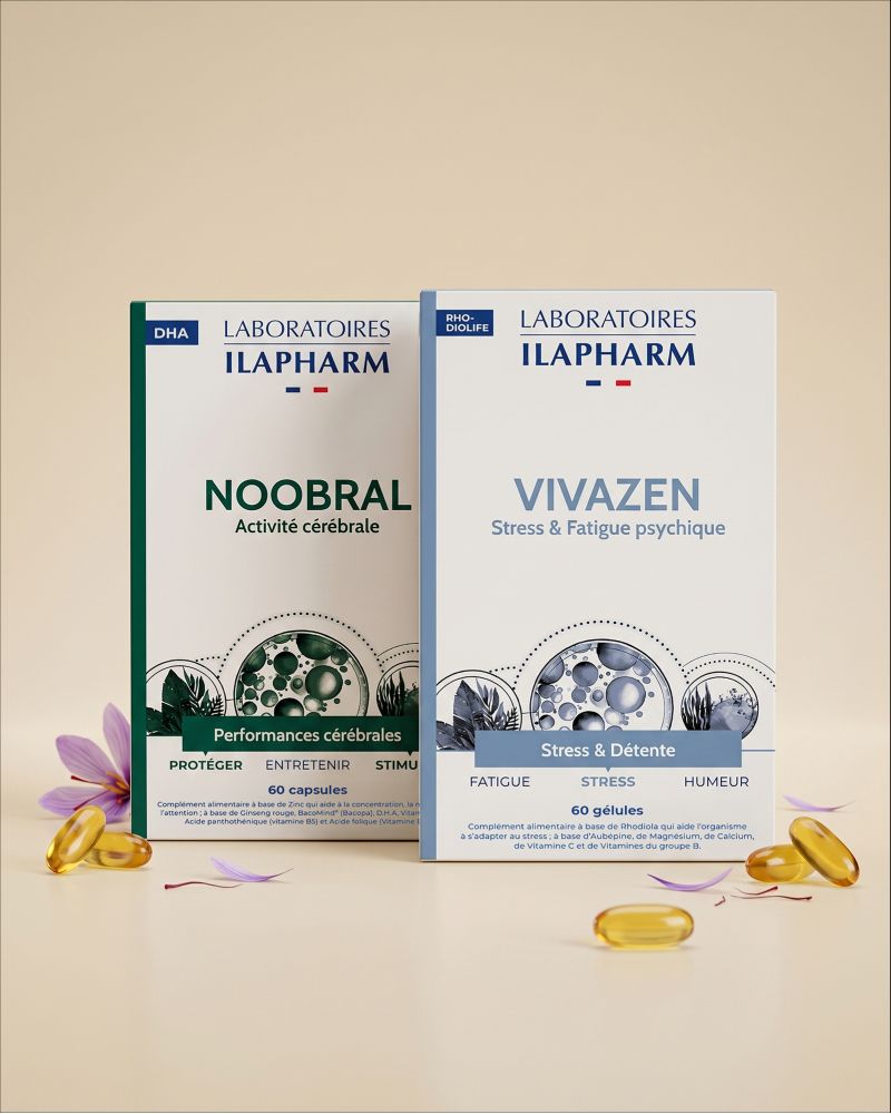 SÉRÉNITÉ et MEmoire ILAPHARM COMPLEMENT ALIMENTAIRE VUE DE FACE