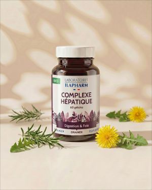 COMPLEXE HEPATIQUE BIO  60 Gelules ILAPHARM COMPLEMENT ALIMENTAIRE VUE DE FACE