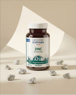 ZINC  30 comprimés ILAPHARM COMPLEMENT ALIMENTAIRE VUE DE FACE