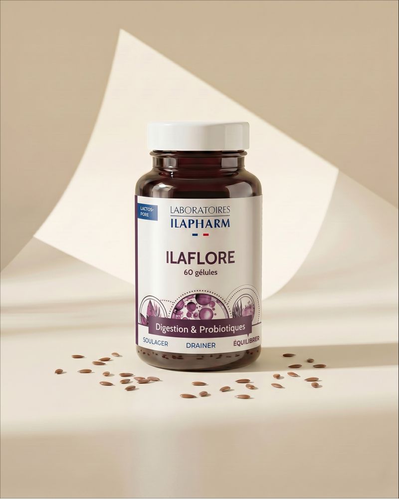 ILAFLORE  60 Gelules ILAPHARM COMPLEMENT ALIMENTAIRE VUE DE FACE