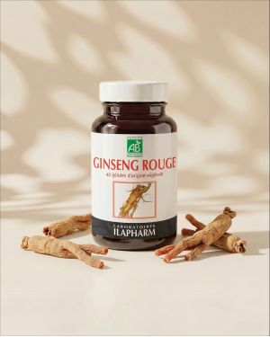 GINSENG ROUGE BIO  45 Gelules ILAPHARM COMPLEMENT ALIMENTAIRE VUE DE FACE