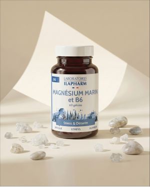 MAGNESIUM MARIN – B6  60 Gelules ILAPHARM COMPLEMENT ALIMENTAIRE VUE DE FACE
