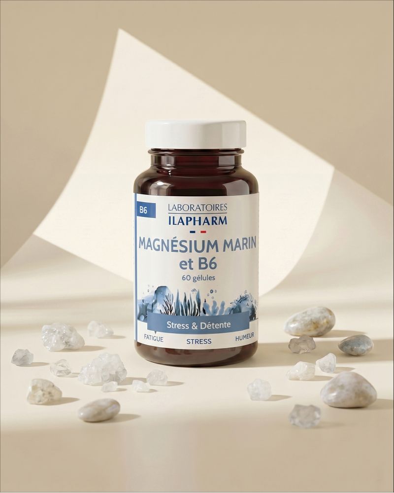 MAGNESIUM MARIN – B6  60 Gelules ILAPHARM COMPLEMENT ALIMENTAIRE VUE DE FACE
