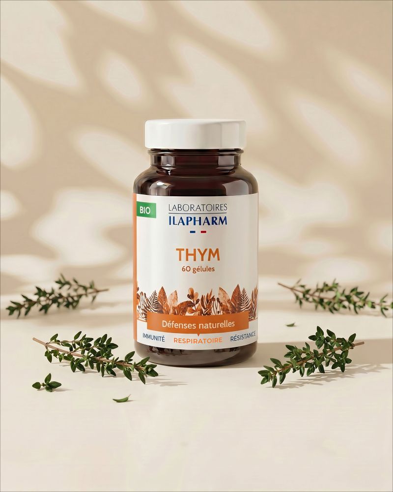THYM BIO  60 Gelules ILAPHARM COMPLEMENT ALIMENTAIRE VUE DE FACE