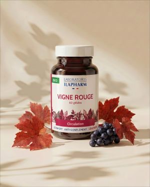 VIGNE ROUGE BIO  60 Gelules ILAPHARM COMPLEMENT ALIMENTAIRE VUE DE FACE