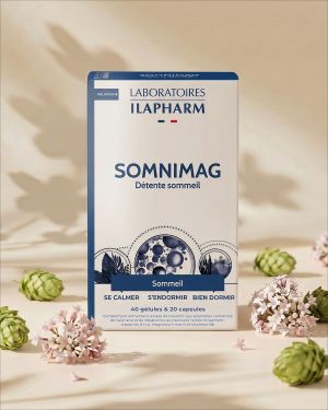 SOMNIMAG  20 capsules et 20 gélules ILAPHARM COMPLEMENT ALIMENTAIRE VUE DE FACE