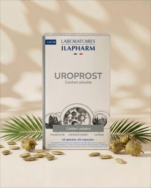 UROPROST  20 gelules et 20 capsules ILAPHARM COMPLEMENT ALIMENTAIRE VUE DE FACE