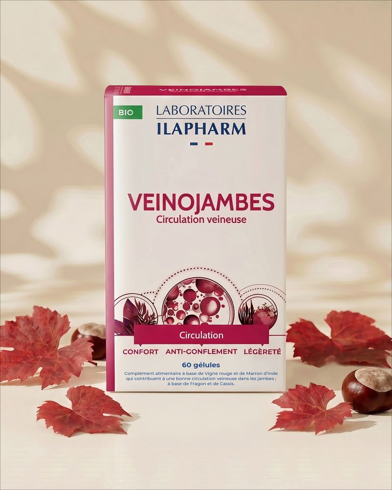VEINOJAMBES BIO  60 Gelules ILAPHARM COMPLEMENT ALIMENTAIRE VUE DE FACE