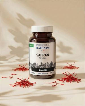 SAFRAN BIO 30 GELULES ILAPHARM COMPLEMENT ALIMENTAIRE VUE DE FACE