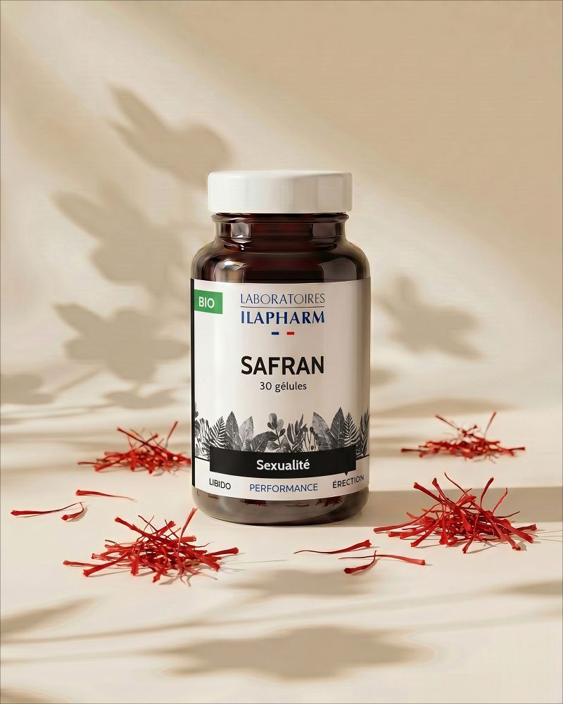 SAFRAN BIO 30 GELULES ILAPHARM COMPLEMENT ALIMENTAIRE VUE DE FACE