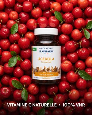 ACEROLA BIO  15 comprimés ILAPHARM COMPLEMENT ALIMENTAIRE VUE DE FACE
