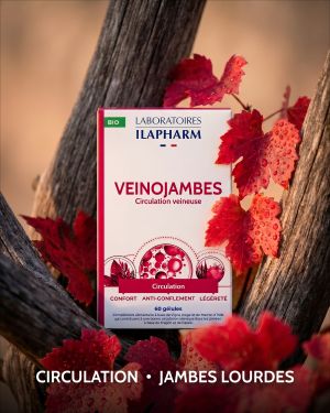 VEINOJAMBES BIO  60 Gelules ILAPHARM COMPLEMENT ALIMENTAIRE VUE DE FACE